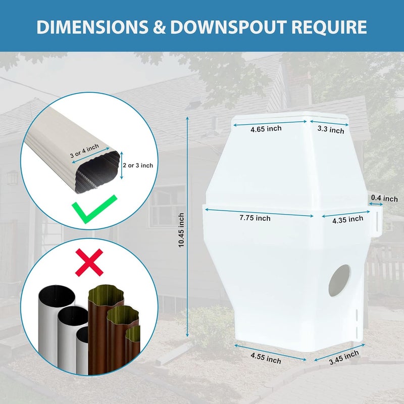Tintsabo High-Efficiency Rainwater Diverter – Collect Up to 85% Rainwater for 2x3 & 3x4-Inch Downspouts, Easy Install, Windproof, Perfect for Garden & Home - Image 4